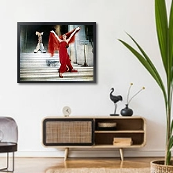 «Хепберн Одри 231» в интерьере комнаты в стиле ретро над тумбой