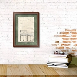 «Архитектура J. J. Schuebler №13» в интерьере кабинета с кирпичными стенами над столом с книгами