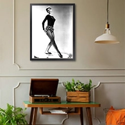 «Hepburn, Audrey 73» в интерьере комнаты в стиле ретро с проигрывателем виниловых пластинок