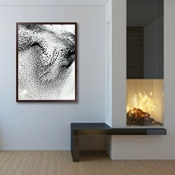 «Абстракция чернилами «Нуар» 3» в интерьере в стиле минимализм у камина