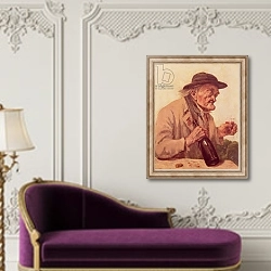 «Old Man with a glass of wine» в интерьере в классическом стиле над банкеткой