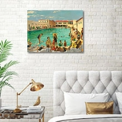 «Зима во Флориде» в интерьере современной спальни в белом цвете с золотыми деталями