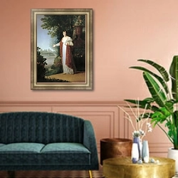 «Портрет Дарьи Алексеевны Державиной. 1813» в интерьере классической гостиной над диваном