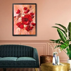 «Маки #2» в интерьере классической гостиной над диваном