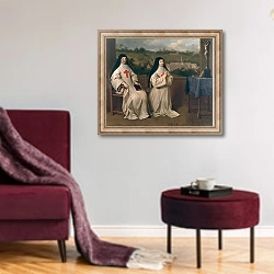 «Two Nuns» в интерьере гостиной в бордовых тонах