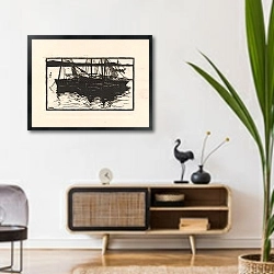 «Afgemeerde schepen in Concarneau» в интерьере комнаты в стиле ретро над тумбой