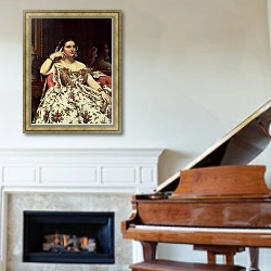 «Madame Moitessier, 1856» в интерьере классической гостиной над камином