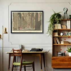 «The Inside of Westminster Abby» в интерьере кабинета в стиле ретро над столом