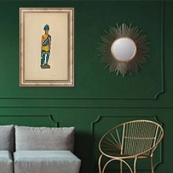 «Cigar Store Indian» в интерьере классической гостиной с зеленой стеной над диваном