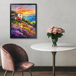 «Golden rays and violet blooms» в интерьере в классическом стиле над креслом