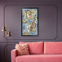 «Цветы» в интерьере гостиной с розовым диваном