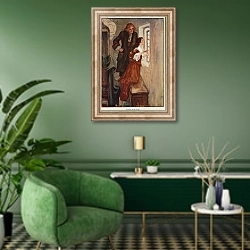 «Illustration for Lorna Doone 7» в интерьере гостиной в зеленых тонах