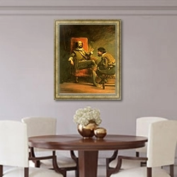 «Don Quixote and Sancho Panza from Cervante's 'Don Quixote de la Mancha', 19th century» в интерьере столовой в классическом стиле