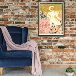 «Usines Delin» в интерьере в стиле лофт с кирпичной стеной и синим креслом