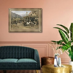 «Привал кавалеристов» в интерьере классической гостиной над диваном
