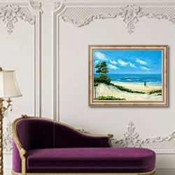 «Пара на пляже» в интерьере в классическом стиле над банкеткой