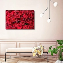 «Красные розы в букете» в интерьере современной прихожей в розовых тонах