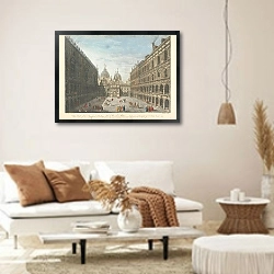 «The Court of the Magnificent Building of the Ducal Palace over the front are seen the Cupolo’s of St. Mark’s Church.» в интерьере светлой гостиной в стиле ретро