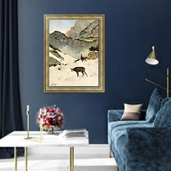 «Серны в высоких горах» в интерьере в классическом стиле в синих тонах