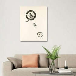 «За спиной богов» в интерьере современной светлой гостиной над диваном