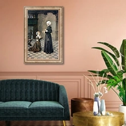«Began to Pray Piteously to her for Pardon» в интерьере классической гостиной над диваном