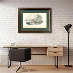 «Киль, Германия» в интерьере современного кабинета с кирпичными стенами