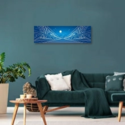 «Городская панорама 3» в интерьере современной гостиной в бирюзовых тонах