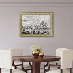 «Brest in 1791, engraved by Le Breton, from 'Histoire de la Revolution Francaise' by Louis Blanc» в интерьере столовой в классическом стиле