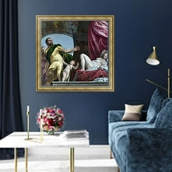 «Уважение» в интерьере в классическом стиле в синих тонах