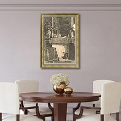 «Interieur met spiegel boven een schoorsteenmantel» в интерьере столовой в классическом стиле