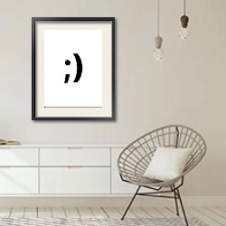 «Smile 3» в интерьере белой комнаты в скандинавском стиле над комодом