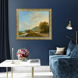 «Blick auf den Weg der Hügelreihe von Beek bei Nijmegen» в интерьере в классическом стиле в синих тонах