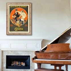 «Sur la route du bonheur! La Cyclette» в интерьере классической гостиной над камином