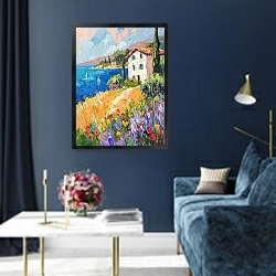 «Melody of flowers on the eve of twilight» в интерьере в классическом стиле в синих тонах