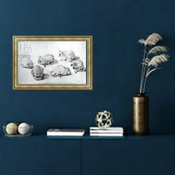 «Studies of a Lemur, 1773» в интерьере в классическом стиле в синих тонах