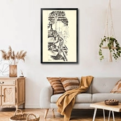 «Scheepswerf in Het Schouw» в интерьере гостиной в стиле ретро над диваном