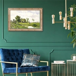 «Farmhouse by a Ditch» в интерьере в классическом стиле с зеленой стеной