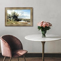 «Пейзаж. 1861» в интерьере в классическом стиле над креслом