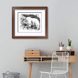 «Syria bears (Ursus isabellinus), vintage engraving» в интерьере кабинета с деревянным столом