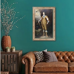 «Принц Чарль Луи, граф Палатин» в интерьере гостиной с зеленой стеной над диваном