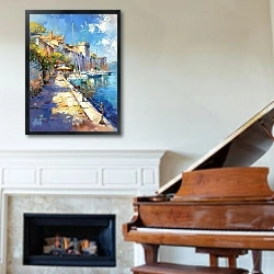 «Morning in Antibes» в интерьере классической гостиной над камином