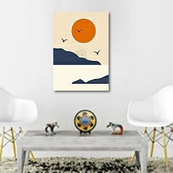 «Закатная симфония» в интерьере гостиной в этническом стиле над столом