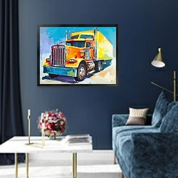 «Yellow truck» в интерьере в классическом стиле в синих тонах