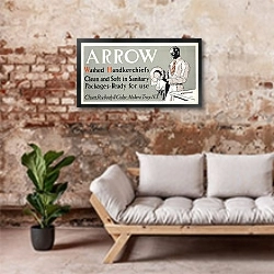 «Носовые платки, выстиранные стрелкой» в интерьере гостиной в стиле лофт над диваном