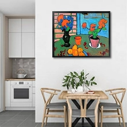 «Натюрморт С Цветами И Апельсинами» в интерьере кухни в светлых тонах над обеденным столом