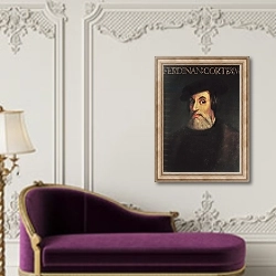 «Portrait of Hernando Cortes» в интерьере в классическом стиле над банкеткой
