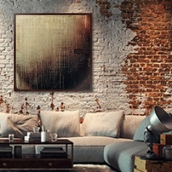 «Гранж текстура #32» в интерьере гостиной в стиле лофт с кирпичной стеной