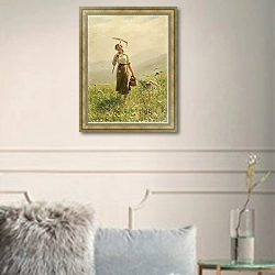 «Молодая Женщина На Лугу» в интерьере в классическом стиле в светлых тонах