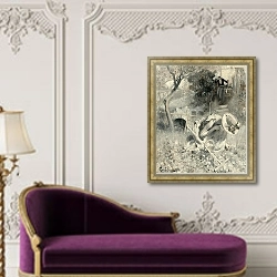 «Идиллия в саду» в интерьере в классическом стиле над банкеткой