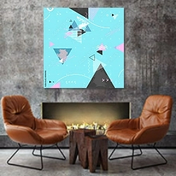 «Современная геометрическая абстракция 19» в интерьере в стиле лофт с бетонной стеной над камином